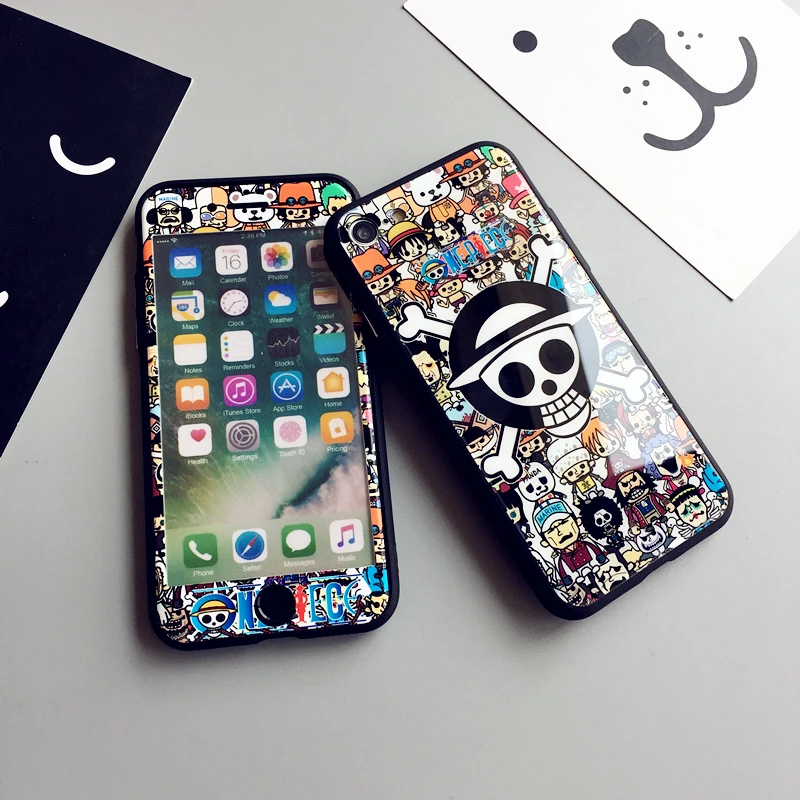 Новинка чехол Luffy из стекла для iPhone 8/7 plus + Передняя пленка закаленного X 7 8 6 6s чехлы