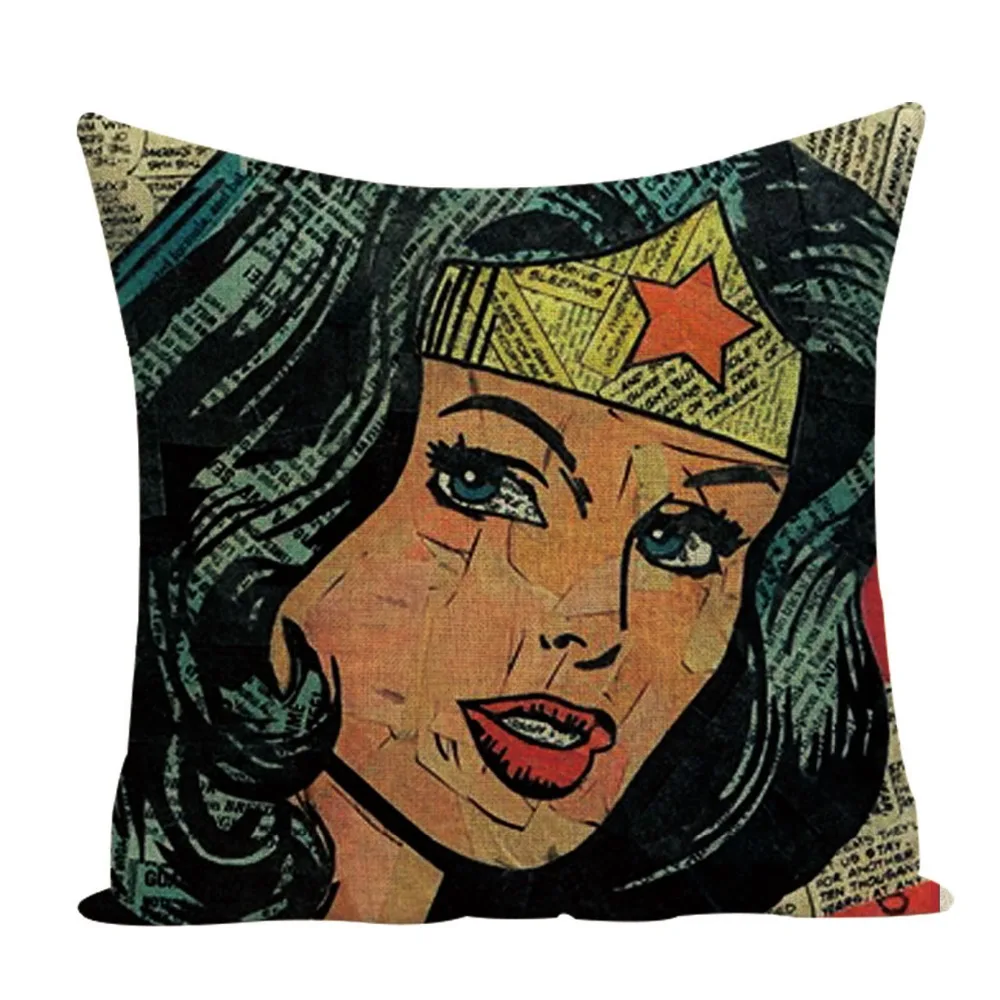 TOX Comic Подушка супергероя, Винтажный чехол, чудо-женщина, Супермен, Бэтмен, Человек-паук, чехлы на подушки, диван, автомобиль, декоративная подушка, чехол
