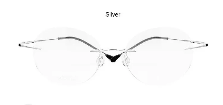 Модные титановые очки для чтения без оправы, ультра-светильник, женские очки для чтения без оправы из сплава, очки для дальнозоркости+ 1,00 до+ 4,00 - Цвет оправы: Серебристый