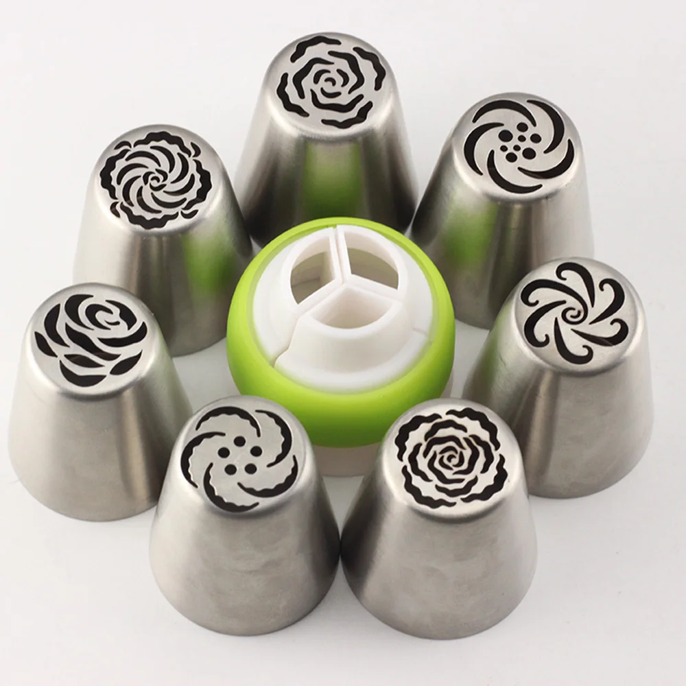 Mujiang 8Pcs Russian Nozzle Set Stainless Steel Icing Cream Nozzles Pastry Tips Sugarcraft Cake Decoration Baking Tools|pastry tools|russian nozzle