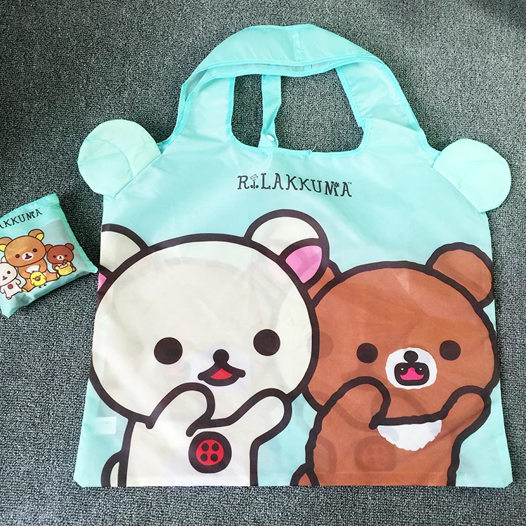 Милый мультфильм Rilakkuma Медведь Уши большие складные многоразовые хозяйственные сумки складной эко шоппер сумка большая продуктовая сумка