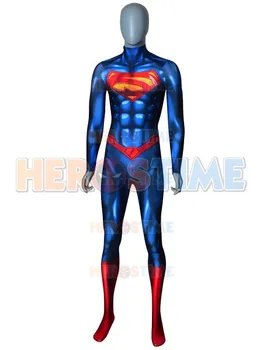 

Superman Costume Shiny Superma 3D Print Superhero Costume Lycra Spandex Superman Cosplay Suit Halloween Zentai Catsuit Hot Sale