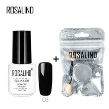 ROSALIND зеркальная сила блеск набор для ногтей Красота ногтей Блеск порошок украшения с чистым гель лак для ногтей