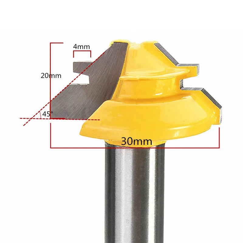 1 шт. 8 мм 1/4 маленький замок Торцовочная фреза анти-Магарыч 45 градусов 1/2 дюймов хвостовик фреза для плотничьи инструменты для работы с деревом нож