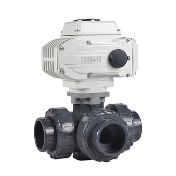

3 Ways PVC DN15 Motorized Ball Valve On Off Type 1/2 inch Plastic Double Union Electric Ball Valve T Port L Port On Off Type