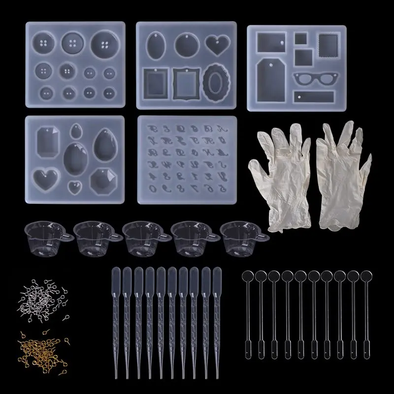 

1 Set Epoxy Resin Kit DIY Jewelry Making Tools Disposable Gloves Silicone Molds Diamond Pendant Necklace Handmade