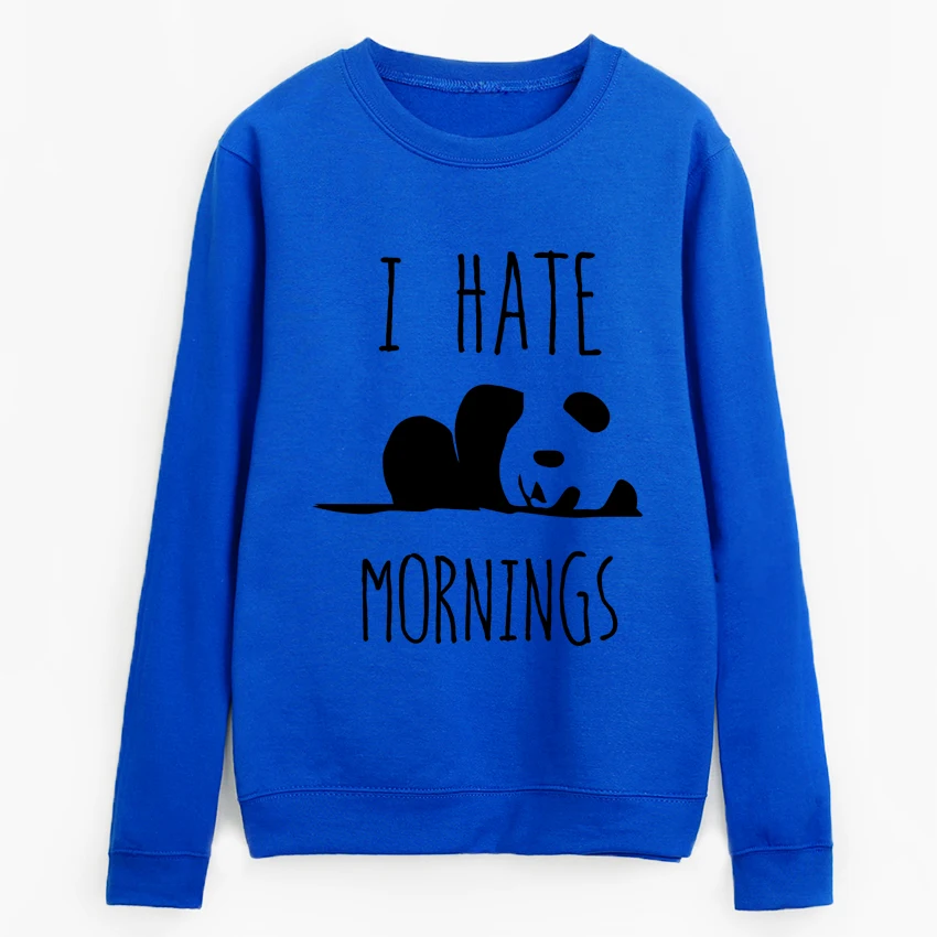 

I HATE MORNINGS kawaii Panda hoodies for women 2019 Autumn harajuku fleece sweatshirts Lady top brand tracksuits femme pullovers