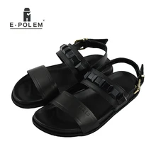 Г. летняя обувь на плоской подошве мужские римские сандалии из натуральной кожи модные мужские сандалии в стиле ретро черные дышащие пляжные сандалии с заклепками