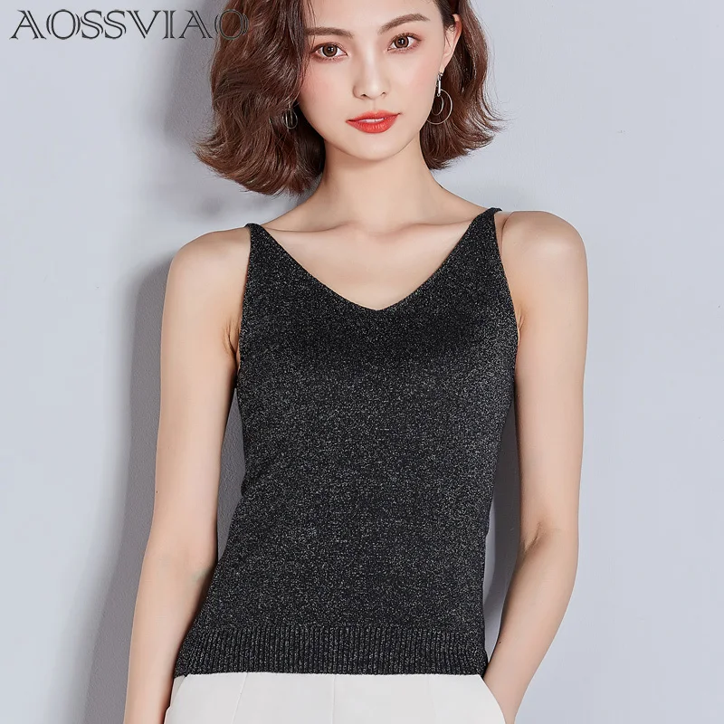 

2019 women sexy crop top summer Gold silk tank top cropped crop tops feminino Vest Sexy V Neck Sleeveless Shirt haut femme Black