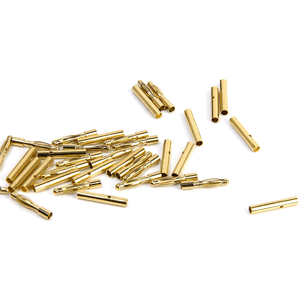 Set of 40PCS Low Resistance 2mm Gold-plated Banana Plug Motor Electronic Connector Male Female
