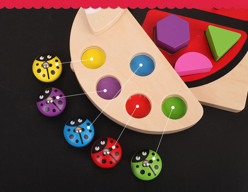 Обучающая игрушка Детские деревянные игрушки Божья коровка игра разноцветный блок формы обучающая и развивающая настольная игра Рыба для детей