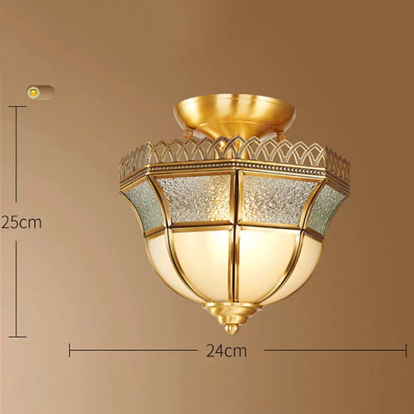 Американские светодиодные потолочные светильники для учебы, обеденные потолочные лампы для комнаты, простые медные светильники для коридора, подвесные светильники - Цвет корпуса: C