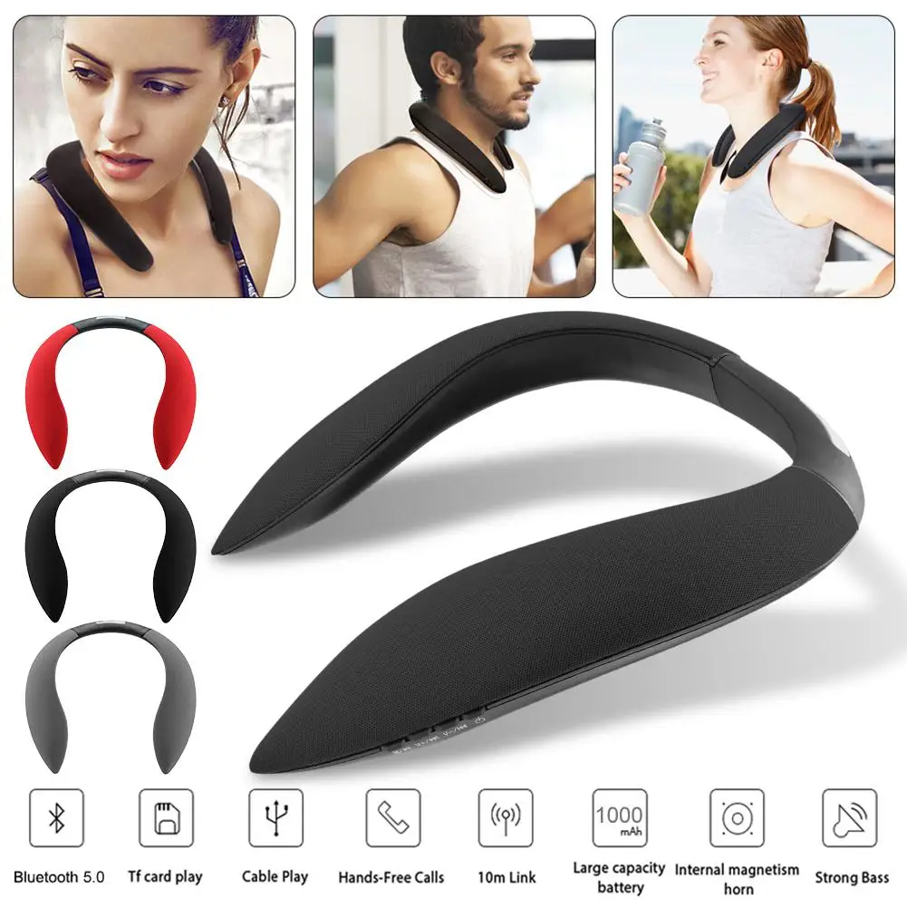 

Hanging Neck Style Bluetooth Speaker Multi-function Radio Sports Audio Device Support Micro SD TF Card Wireless Earphones