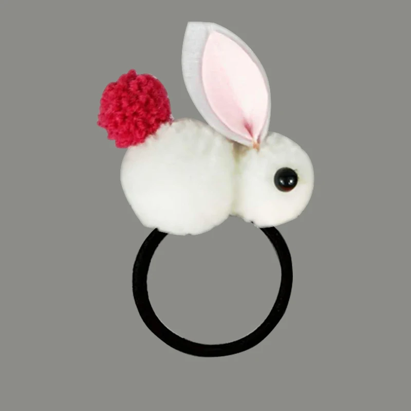 Эластичная Повязка на голову для девочек, Детский плюшевый кролик с ушами, заколка для волос, популярная веревка для волос, 1 шт. цвета, кролик, регулируемые подарки, аксессуары - Цвет: Hair Rope White