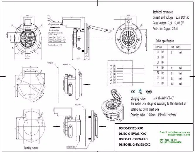 Us 55 8 7 Off Zwet Iec 62196 2 Male Female Charger Ev Charging Connector Plug Electric Vehicle Charge Socket For 32amp 110 To 250 V Socket