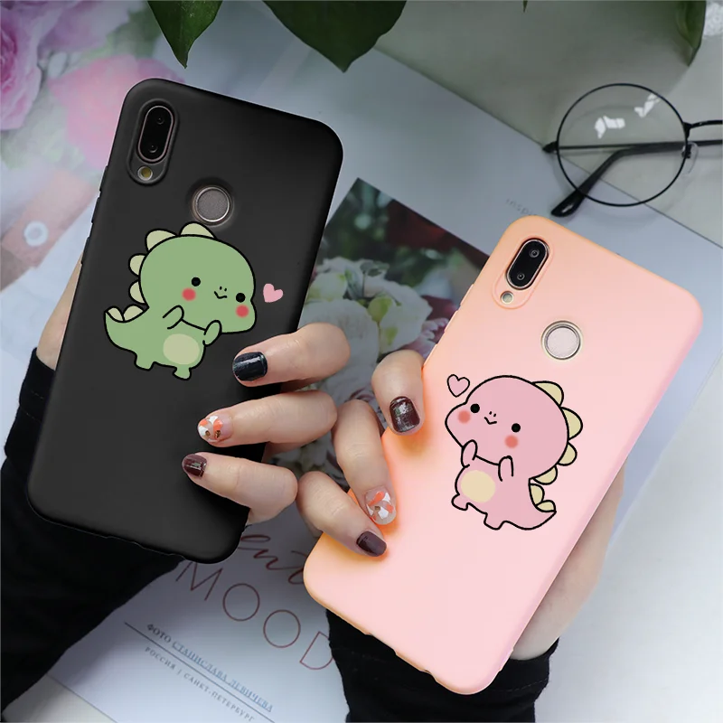 Силиконовый чехол с милым динозавром для Huawei Mate 20 Lite P8 P9 P10 P20 P30 Y6 Y7 Pro 2019 Honor Play 7A 8X 9