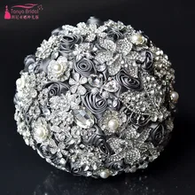 Серебряный Алмазный Свадебный букет ручной работы с кристаллами Свадебные украшения Свадебные букеты DQG545