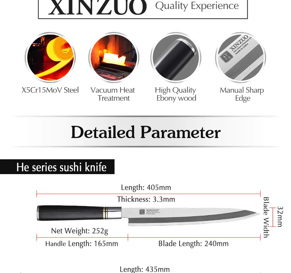 XINZUO 12 ''сашими суши нож с ножнами X5Cr15MoV стальной нож для филе рыбы Кливер кухонные ножи односторонние поварские ножи