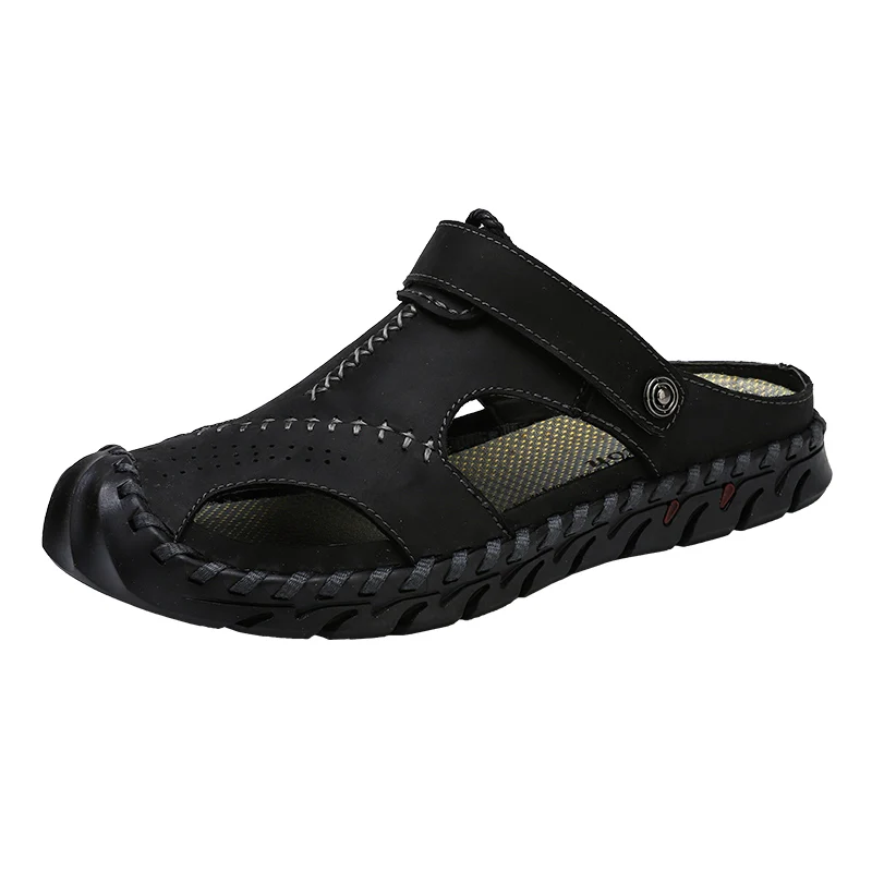 

E1 Mens Sandals Genuine Leather Crocse Clogs Men Sandalias Zapatos De Hombre Sandles Sandalet Summer Croc Shoes Sandals Men 2019