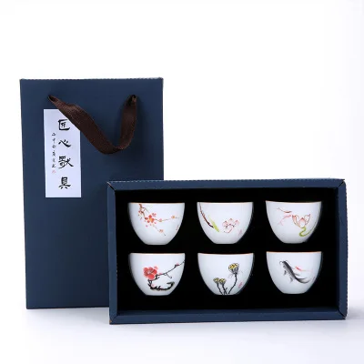 WSHYUFEI Цзиндэчжэнь керамика 6 шт. кунг-фу Кубок подарочный набор компания торжеств/семья и друзья подарки Высокое качество - Цвет: C