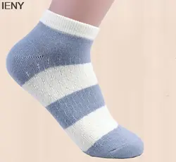 IENY летние женские носки в полоску Невидимый коттоновые носки тонкие короткие полусапожки с открытым носком Носки