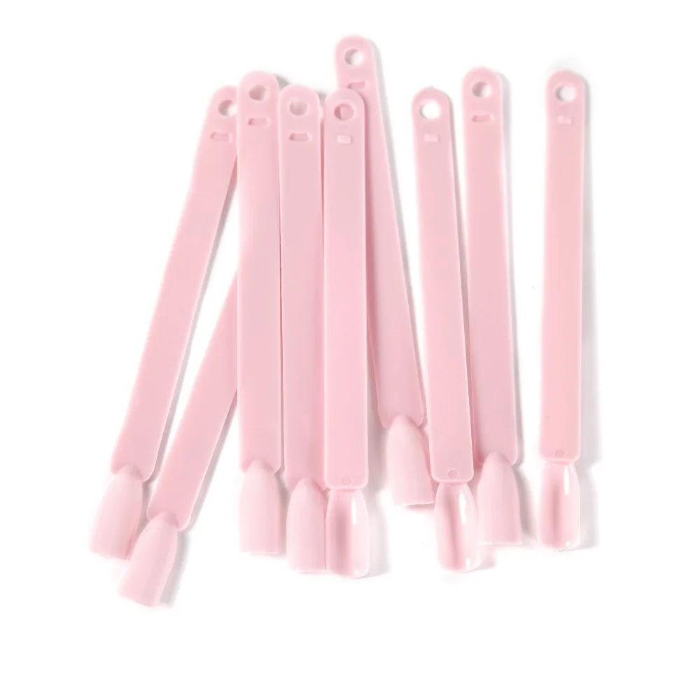 

50PCS PINK/BLACK Fan Board Display Nail Gel Art Tips False Round Hoop Stick Practice for Polish Gel Showing Tools