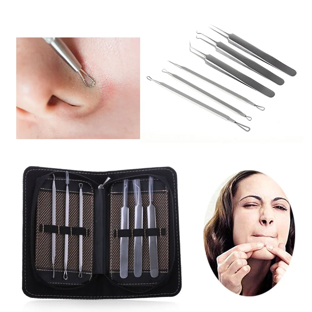 

6pcs/set Acne Blackhead Removal Needles Pimple Acne Extractor Black Head Pore Cleaner Deep Cleansing Care Tool Beauty Products