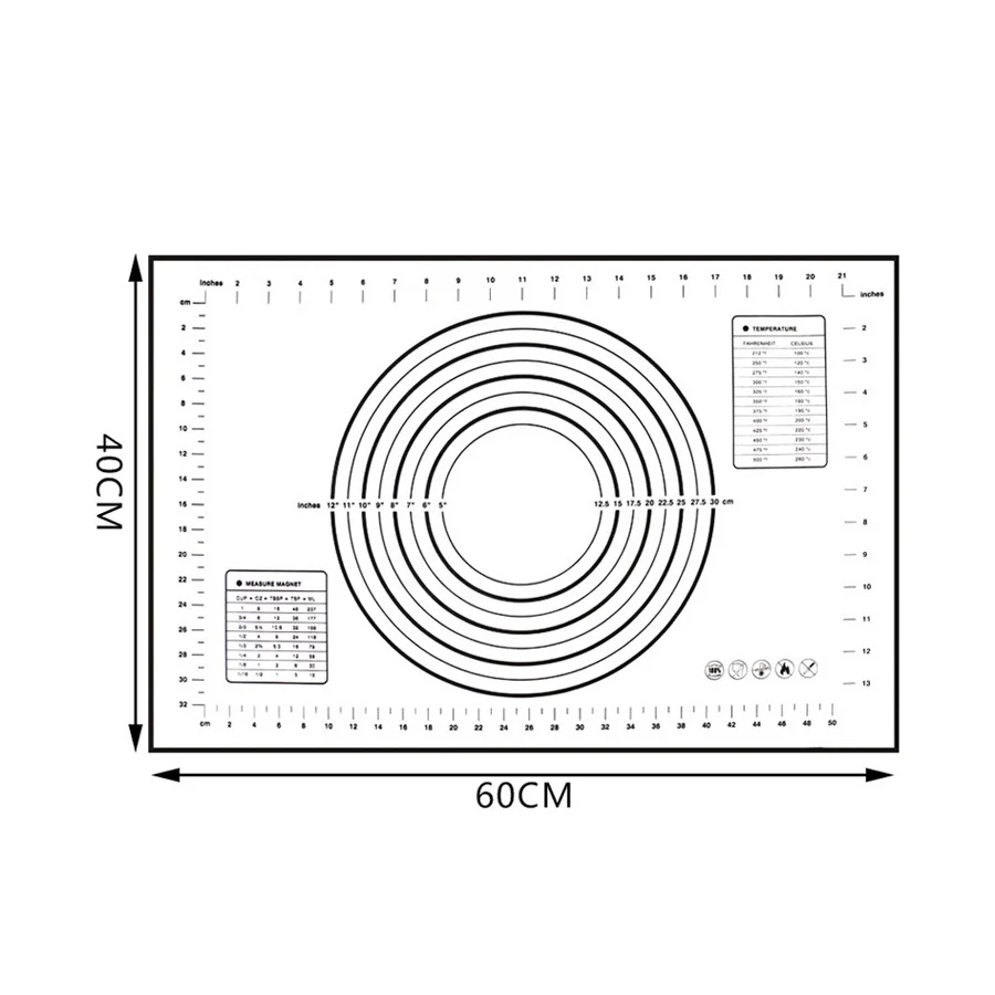 Сверхбольшой силиконовый коврик для выпечки 32x24 дюйма нескользящий с размерами