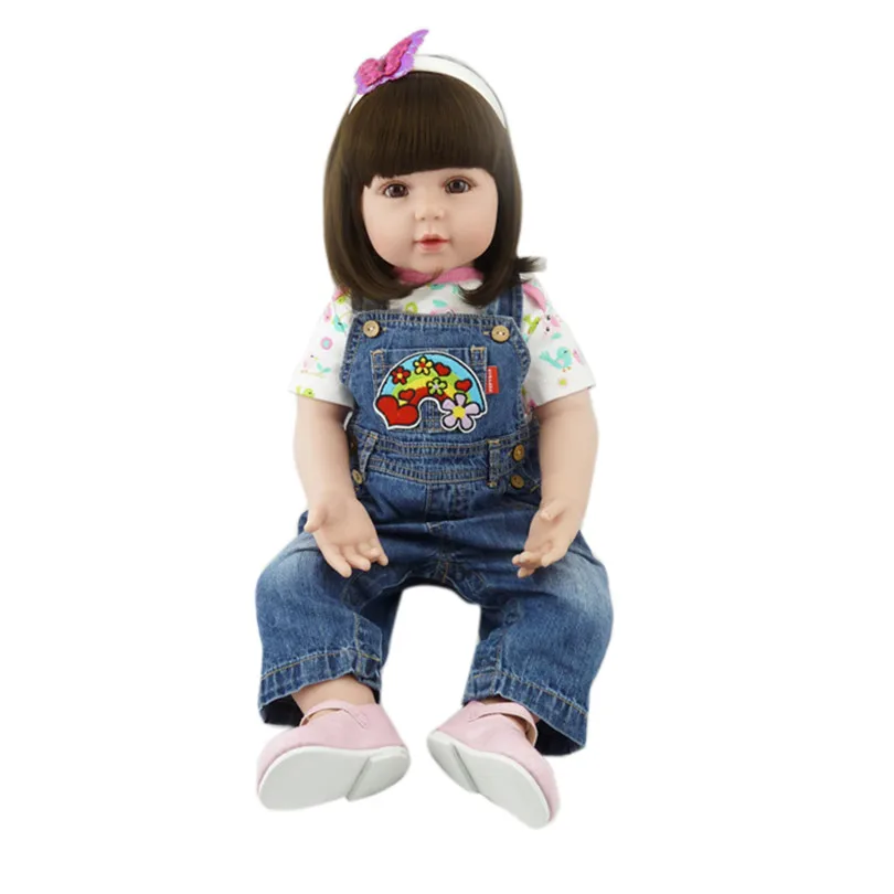 

22 Inches Sweet Girl Dolls Brown Hair 55cm Doll Reborn Baby lovely Toys Cute Birthday Gift for Girls As American Girl