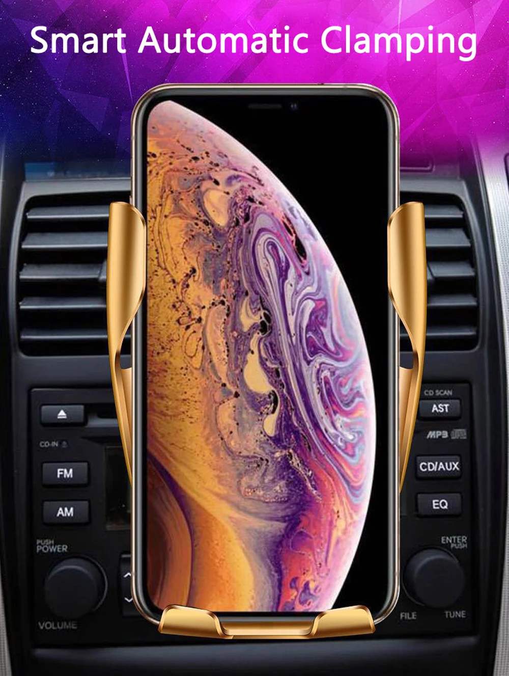 Умное автоматическое зажимное автомобильное беспроводное зарядное устройство для Iphone X Xr Xs 8 Plus Galaxy S10 S9 S8 Быстрая зарядка держатель для телефона