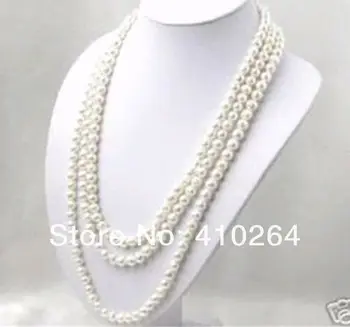 

free shipping $wholesale_jewelry_wig$ SUPER LONG 100 INCH 7-8MM WHITE AKOYA CULTURED PEARL NECKLACE