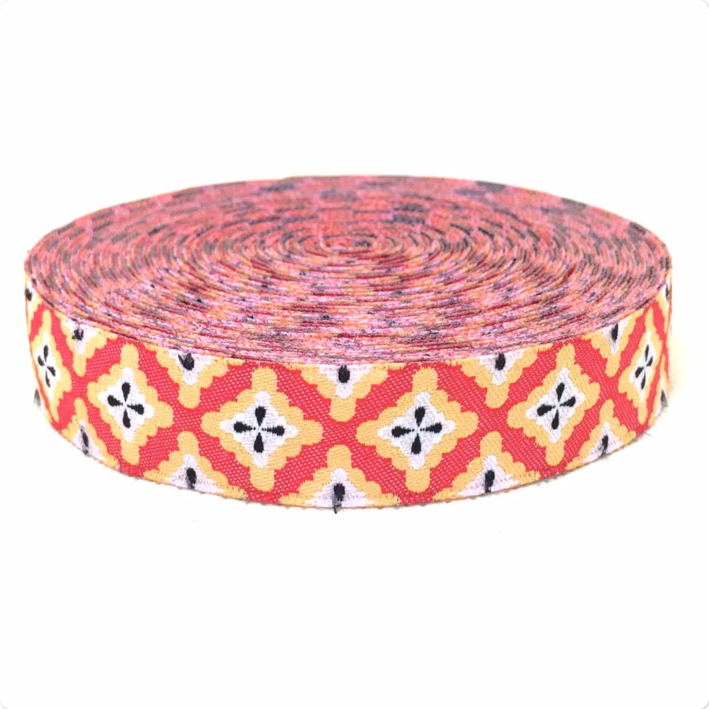 Zakka Handmade Accessories Ribbon Laciness 5/8" 16Mm 10Y/Lot Orange Vintage Decorative Pattern  Cartoon Ribbon Jacquard Ribbon