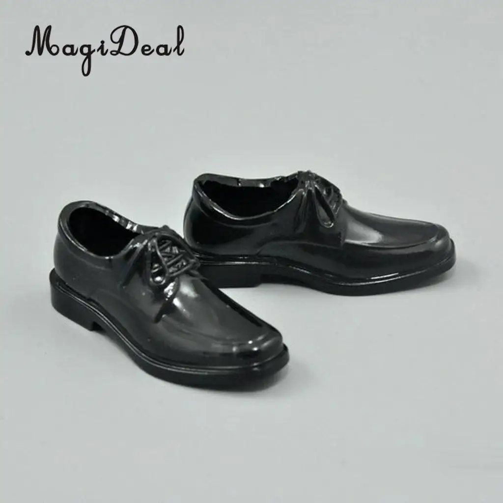 1Pair Black 1/6 Lace Up High Top Dress Shoes for 12 Inch Male Action Figure Body Dolls Daily Wear Acc 5cm