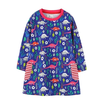 

2019 New autumn Toddler Baby Girl Kids Autumn Clothes Long Sleeve Dinosaur Flower Tops T-Dress 0116