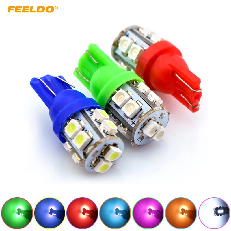 FEELDO 50 шт. яркий T10 Клин 168 194 W5W автомобиля светодиодный свет лампы 1210 10SMD 12 В 7 цветов # HQ2790