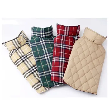 

Reversible Dog Winter Clothes Pet Jacket Coats vest cotton animal clothing for pet puppy golden large dogs grid plaid