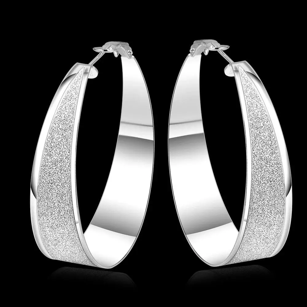

New Beautiful Women's Hoop Earrings Fashion Jewelry Silver Earring Round Big Ear Ring Earrings 88 @M23