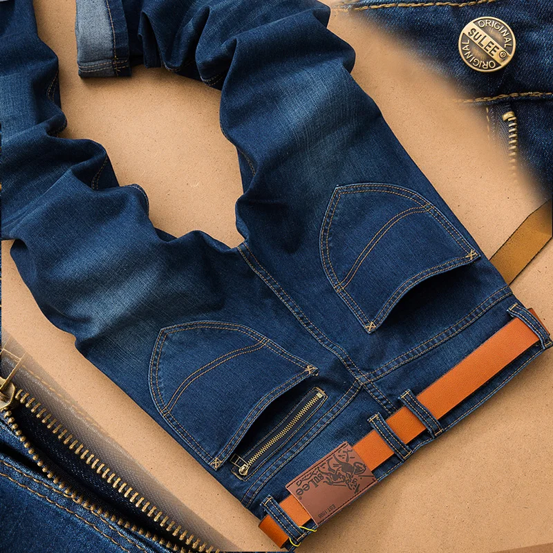 

Autumn Winter Jeans Men Plus Size 40 Fake zipper Designer Cotton Stretch Denim Large Big Size Pants Trousers Brand Jean For Men