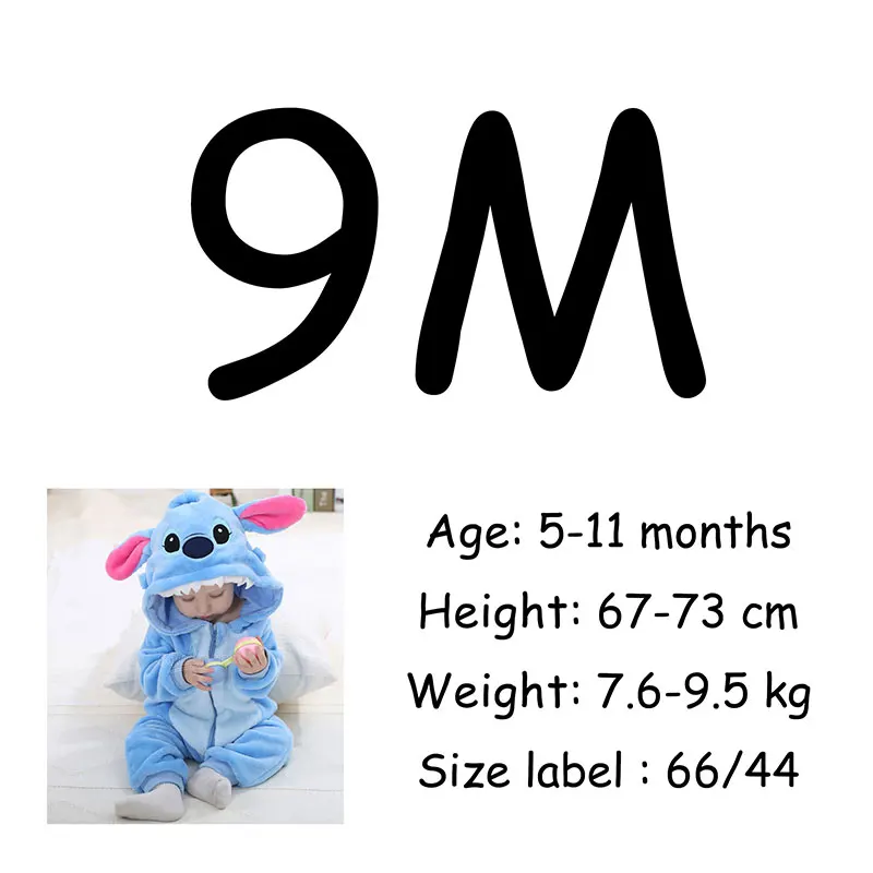 9M Kawaii/комбинезон для маленьких мальчиков и девочек с вышивкой «кугуруми»; От 0 до 3 лет; детская пижама на молнии; Одежда для младенцев; комбинезон с героями мультфильмов; зимний костюм для сна - Цвет: 9M