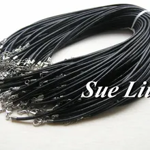 100 шт. 3 мм черный кожаный Цепочки и ожерелья шнур с застежкой омар-18"
