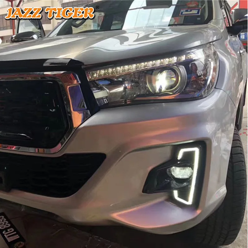 

For Toyota Hilux Revo Rocco 2018 2019 LED Daytime Running Light Car Accessories Waterproof 12V DRL Fog Lamp Decoration