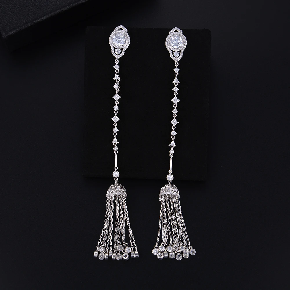

missvikki Trendy Long Pendant Earrings for African Nigerian Dubai Bridal Women Engagement Important occasion Accessories