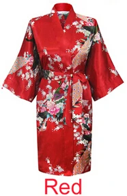 Китайский искусственный шелк моделирование Весна Лето Женский халат кимоно банное платье Ночная рубашка халат Феникс Цветочный узор H1F6 - Цвет: a6