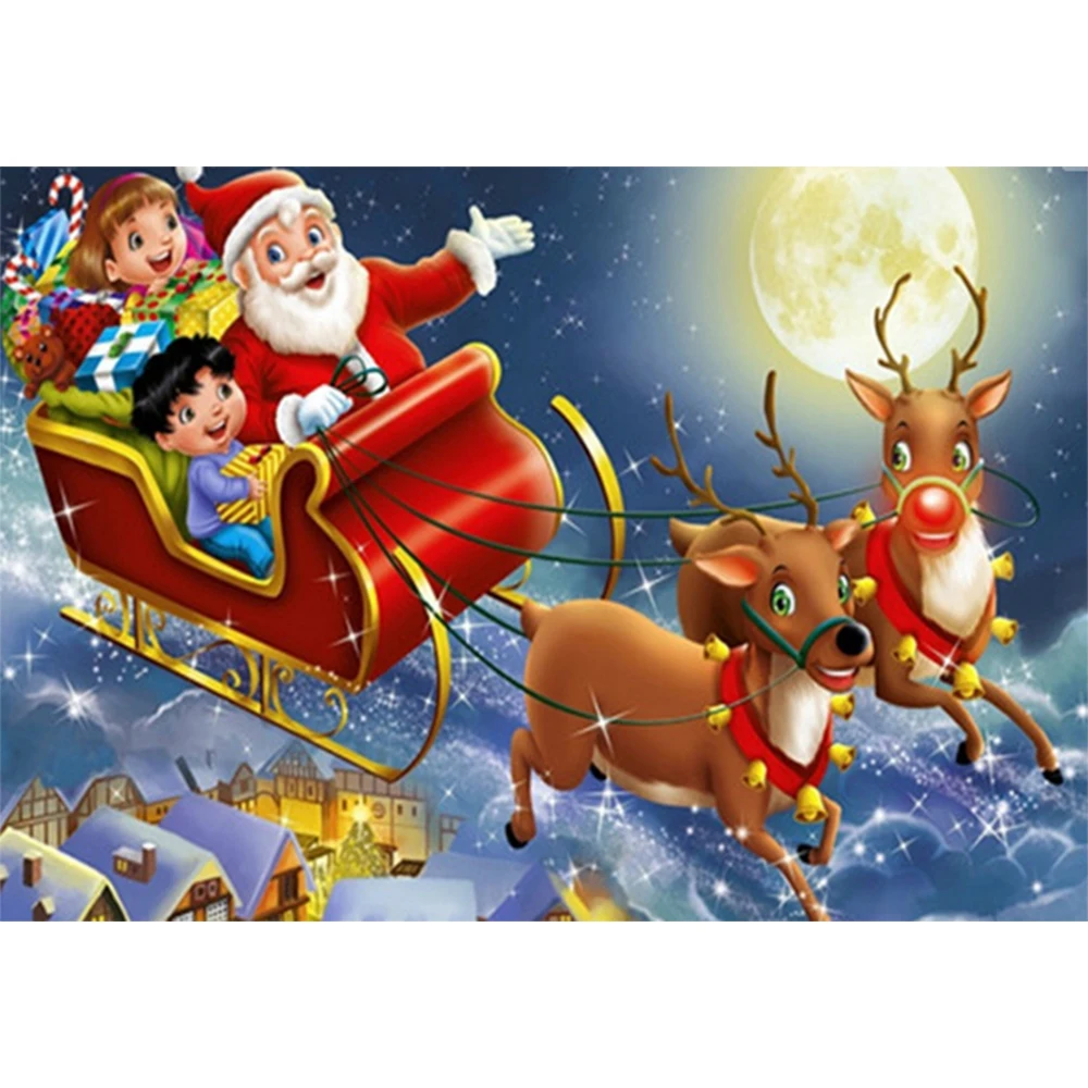 

LI LOYE Diamond Painting Santa Claus sledding Rhinestone Picture All Round Needlework Cross Stitch Mosaic Gift Home Decor RT520