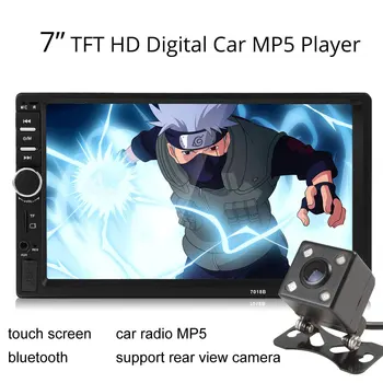 

Car 7018B 2 DIN 7 Inch Bluetooth Audio in Dash Touch Screen Car Audio Stereo MP3 MP5 Player USB with 87.5 ~ 108.0Mhz