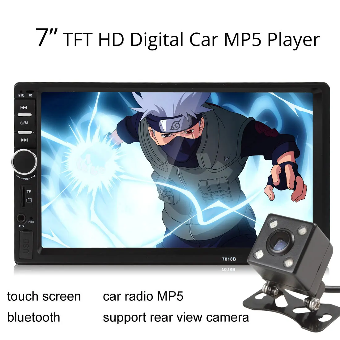 

Car 7018B 2DIN 7 Inch Bluetooth Audio In Dash Touch Screen Car Audio Stereo MP3 MP5 Player USB