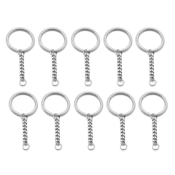 

WIWI 5pcs/lot Wholesale Polished Stainless Steel Keyring Keychain Split Ring with Short Chain Key Rings DIY Jewelry Gift