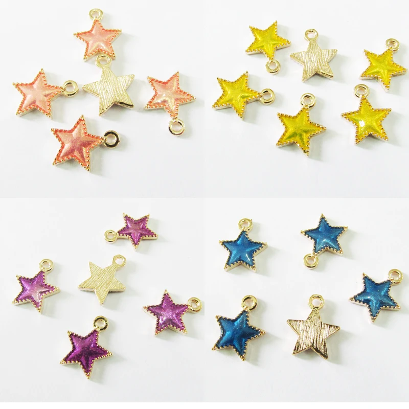Newest 11mm 30pcs/bag Full Glitter Transparen Enamel Space Series Stars