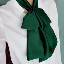 Женские маленькие длинные шелковые шарфы, чистый атласный шарф для деловых женщин, элегантные вечерние шарфы на шею для дам, головной платок, пояс, шейный платок