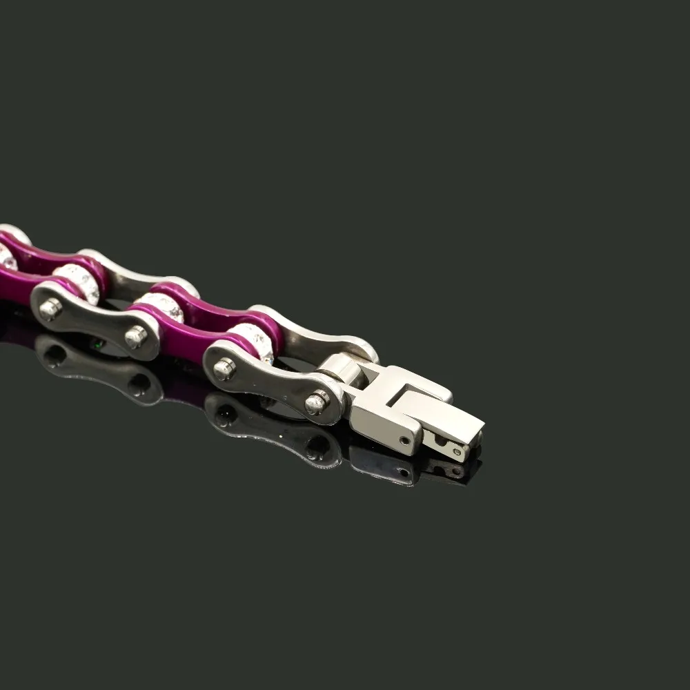 Панк Фиолетовый Байкер звено браслет для женщин нержавеющая сталь 316L звено мотоцикл цепи браслеты ювелирные изделия подарок для женщин